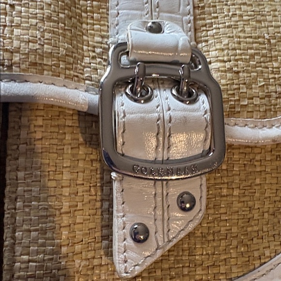 Cole Haan Amanda bag featuring straw and white crocodile-embossed leather - Picture 9 of 9